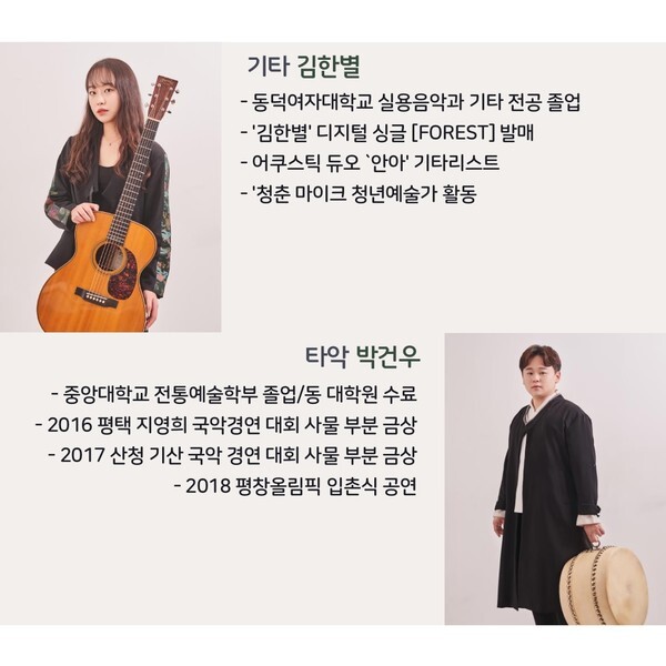 사진: '올담'의 멤버 기타 '김한별', 타악 '박건우'