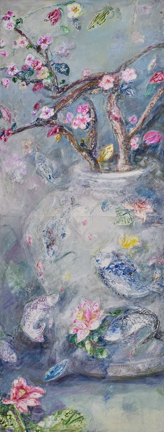 사진: '생의화음' 160x57.5cm, Mixed Media on Wood Panel, 2020 [제공 = 갤러리이즈]