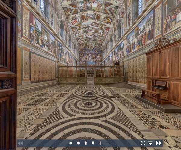 온라인 바티칸 미술관에서 제공하는 시스티나 성당의 360˚ 버추얼 투어, 사진 캡처: 바티칸 미술관 홈페이지