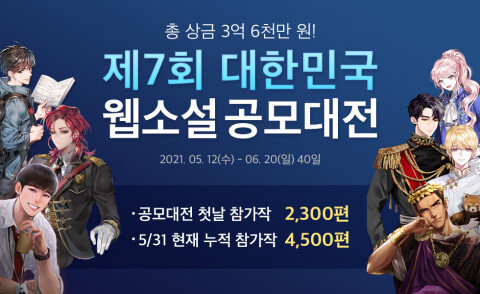 사진: 문피아에서 제7회 대한민국 웹소설 공모대전 현황을 공개했다. [제공 = 문피아]