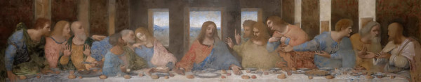 Leonardo da Vinci, The Last Supper, 1495–1498, Santa Maria delle Grazie, Milan, Italy. Wikimedia Commons. Detail.