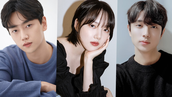 사진: 웹드라바 '바다마을 구름펜션' 출연진 (왼쪽부터) 배우 남대정, 여자친구 예린, 배우 김재원 [제공 = 더스타이앤엠]