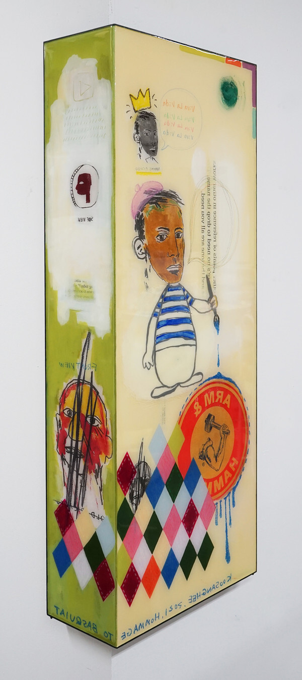 사진: Trace of Sans-Hommage to Basquiat, Koo Sang Hee, 90.5x15, 90.5x35cm, Acrylic & resin on panel, 2021