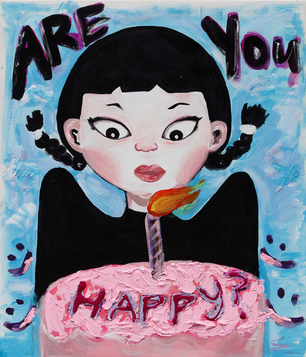 사진: 이진이, Are you happy, 2021, 캔버스에 아크릴릭, 53x45.5cm [제공 = 피카프로젝트]
