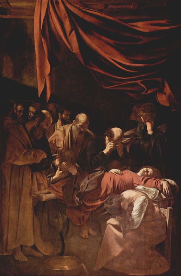 마리아의 죽음을 익사한 창녀를 모델로 그려 당시 교회에 걸리지 못했다. | Caravaggio, Death of the Virgin, 1604-1606, Louvre, Paris